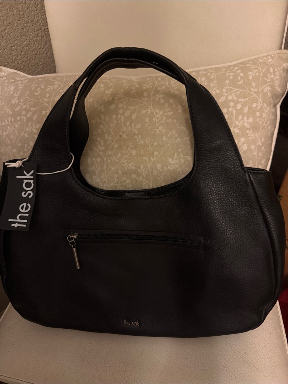 The Sak Rylan Black Leather Satchel Hobo Bag